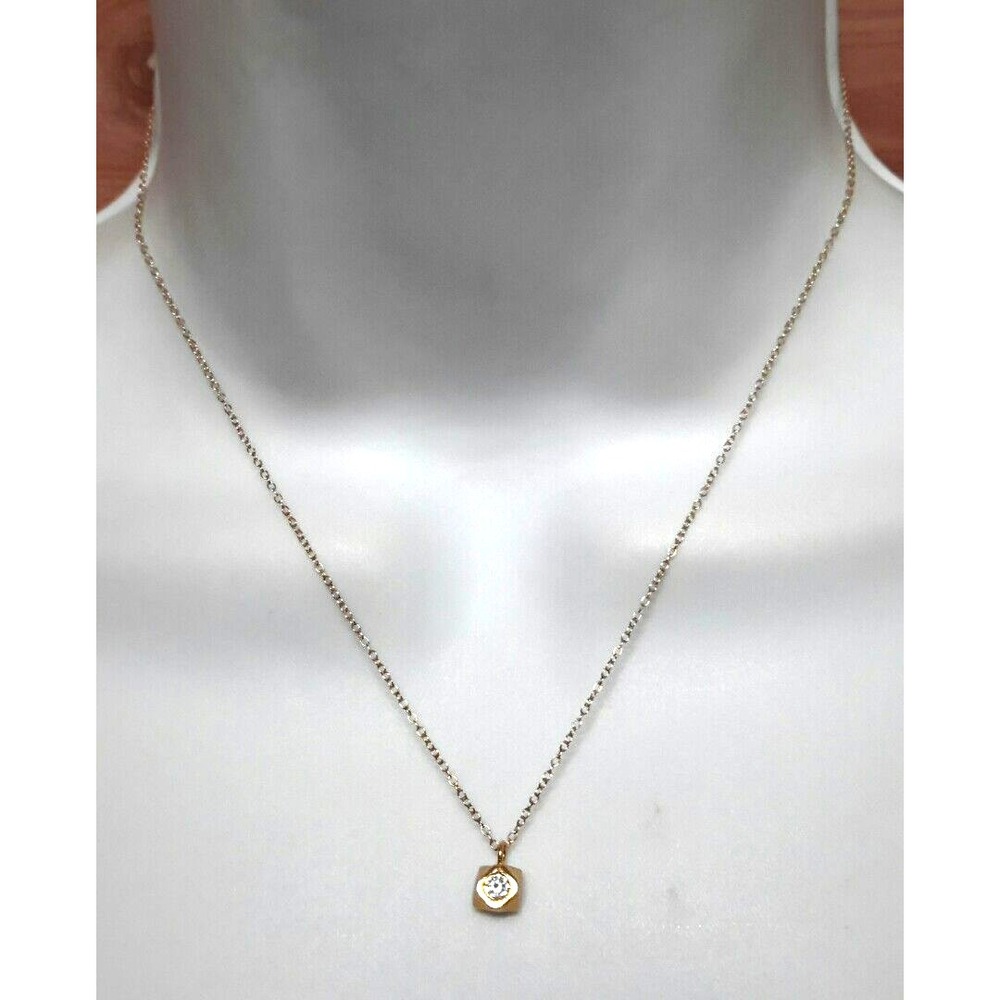 Zina Kao Faceted Hex Bead CZ Pendant Necklace Vermeil 925 Gold Tone 17"